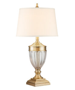 Dennison table lamp brushed brass, cream lampshade, elegant, classic style