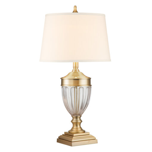 Dennison table lamp brushed brass, cream lampshade, elegant, classic style