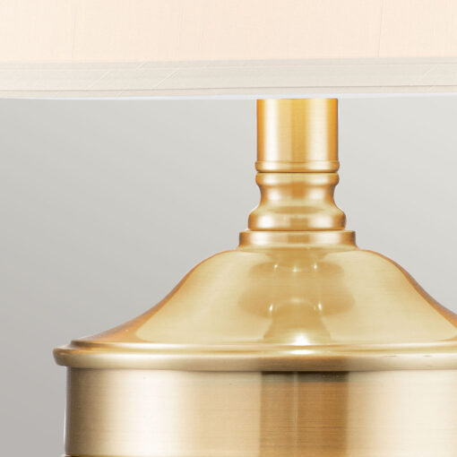 TABLE LAMP-Dennison-brushed-brass-cream lampshade-elegant-styled-glamour-exceptional