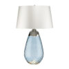 Lena table lamp large, blue glass, white lampshade, classic, elegant