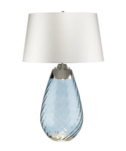 Lena table lamp large, blue glass, white lampshade, classic, elegant