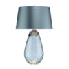 Lena table lamp large, blue glass, light blue lampshade, classic, elegant