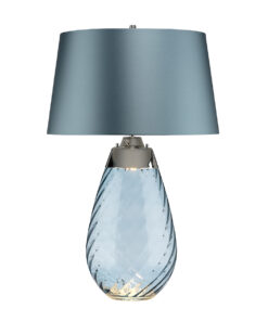 Lena table lamp large, blue glass, light blue lampshade, classic, elegant