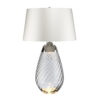 Lena table lamp large, transparent glass base, white lampshade, elegant