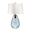 Lena small table lamp, blue glass, white lampshade, classic, elegant