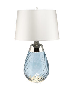 Lena small table lamp, blue glass, white lampshade, classic, elegant