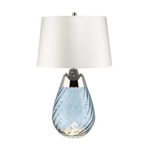 Lena small table lamp, blue glass, white lampshade, classic, elegant