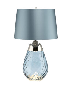 Lena small table lamp, blue glass, light blue lampshade, classic, elegant