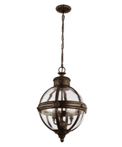 Adams brown ball-shaped pendant lamp, hampton style, 3 light sources