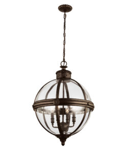 Adams brown ball-shaped pendant lamp, hampton style, 4 light sources