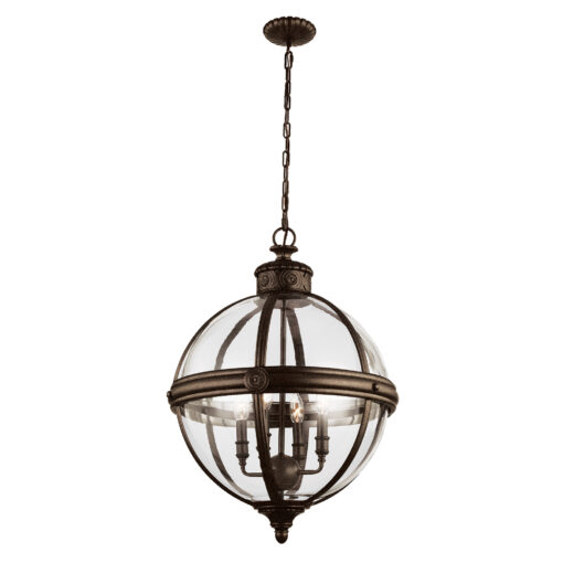 Adams brown ball-shaped pendant lamp, hampton style, 4 light sources