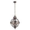 Adams pendant lamp ball shape, nickel plated, hampton style, 3 light sources