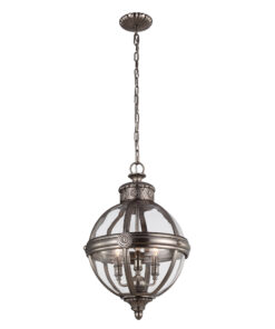 Adams pendant lamp ball shape, nickel plated, hampton style, 3 light sources