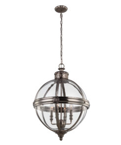 Adams ball shape pendant lamp, nickel plated, hampton style, 4 light sources