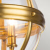 Adams ball-shaped pendant lamp, hampton style, 3 light sources, brushed brass, exclusive