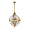 Adams ball-shaped pendant lamp, hampton style, 4 light sources, brushed brass, beautiful