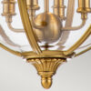 Adams ball-shaped pendant lamp, hampton style, 4 light sources, brushed brass, unique