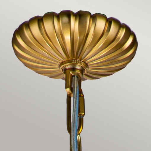 Adams ball-shaped pendant lamp, hampton style, 4 light sources, brushed brass, unique