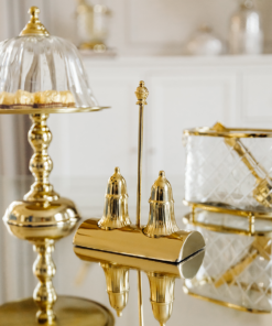 SOLICITER AND BAKER gold set on stand classic style