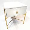 NIGHT TABLE white, with drawer, gold glitter base in glamour style, beautiful