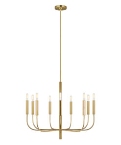 Brianna chandelier, brass finish, modern style, 9 lighting sources