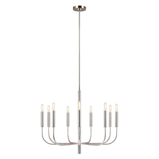 Brianna chandelier, nickel-plated finish, modern style, 9 lighting sources