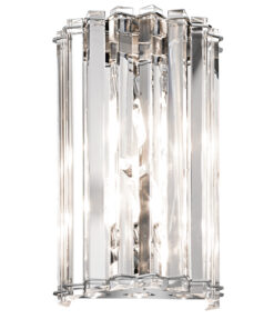 Crystal Skye crystal wall lamp, chrome fixture details, glamour style, 2 light sources