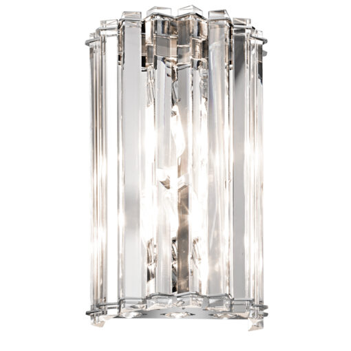 Crystal Skye crystal wall lamp, chrome fixture details, glamour style, 2 light sources