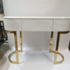 CONSOLE with white top, gold high gloss legs, glamour style