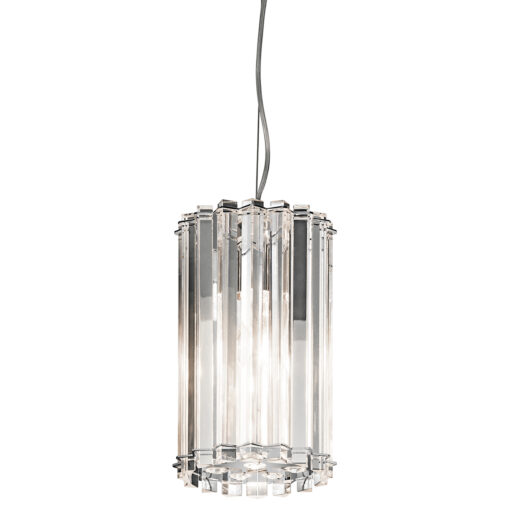 Crystal Skye small pendant lamp, crystal, chrome details, glamour style, 1 light source