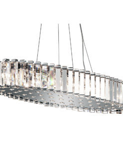 Crystal Skye oval pendant lamp, crystal, silver elements, glamour, 12 light sources