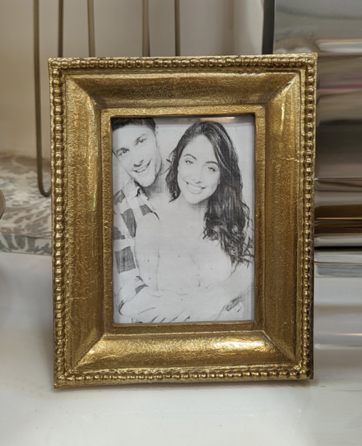 PHOTO FRAME in pewter, gold finish, classic style, large