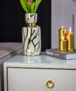 NIGHT TABLE white top, gold legs, glamour style, beautiful