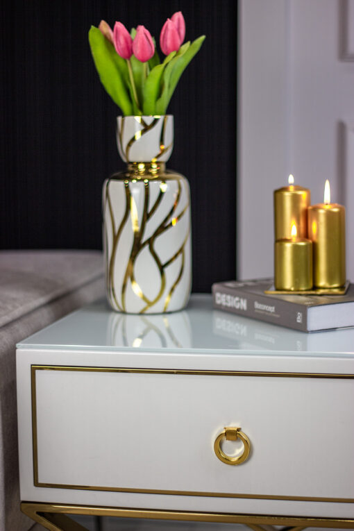 NIGHT TABLE white top, gold legs, glamour style, beautiful