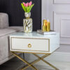 NIGHT TABLE white top, gold metal legs, glamour style