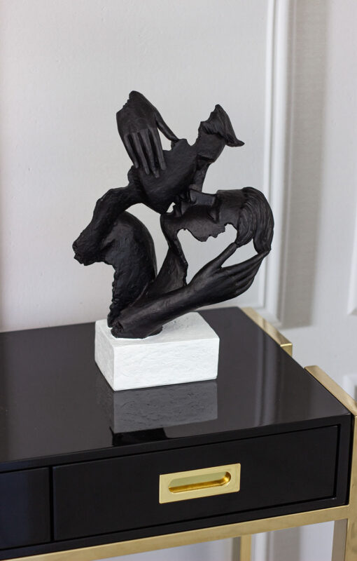 DECORATIVE FIGURE kiss of a couple, black, white base