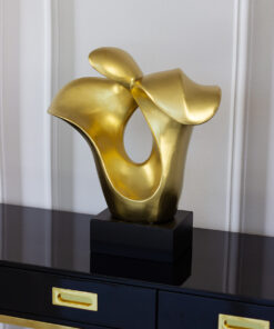 DECORATIVE FIGURE gold, abstract, black base