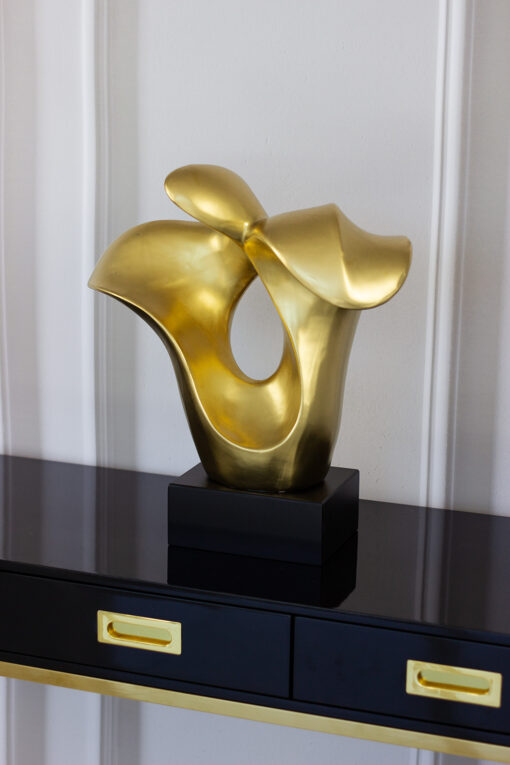 DECORATIVE FIGURE gold, abstract, black base