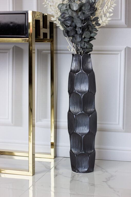 Pearl Grey graphite decorative vase 61.5cm, unique