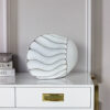 DECORATIVE VASON white and brown, wave shape of sand, 24.5 cm, beautiful
