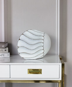 DECORATIVE VASON white and brown, wave shape of sand, 24.5 cm, beautiful