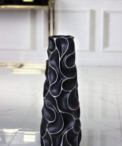 DECORATIVE VASON black, white finish, original form, modern, 61 cm