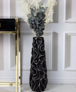 DECORATIVE VASON black, white finish, original form, modern, 61 cm, beautiful