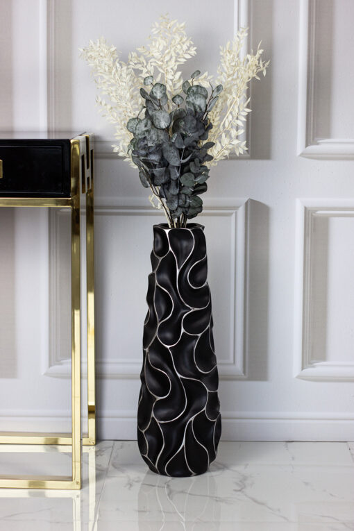 DECORATIVE VASON black, white finish, original form, modern, 61 cm, beautiful