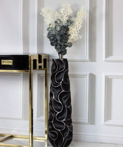 DECORATIVE VASON black, white finish, original form, modern, 77.5 cm