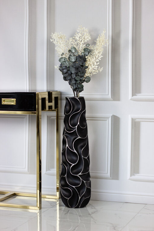 DECORATIVE VASON black, white finish, original form, modern, 77.5 cm