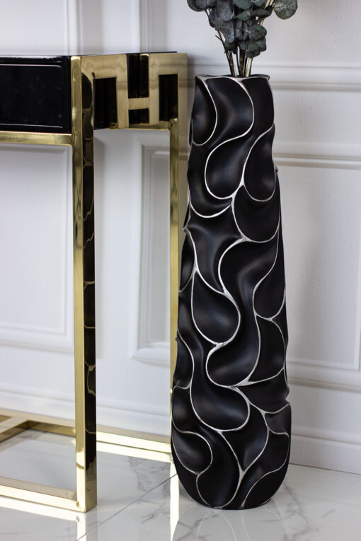 DECORATIVE VASON black, white finish, original form, modern, 77.5 cm, beautiful