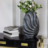 DECORATIVE VASON black, wave shape of sand, 45 cm