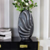 DECORATIVE VASON black, wave shape of sand, 45 cm, unique