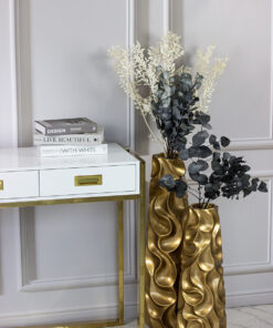 GOLD DECORATIVE VASON, wavy surface, original, 77.5 cm, top quality